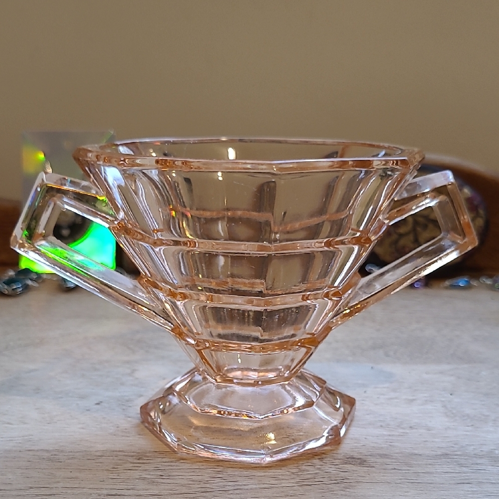 Elegant Pink Glass Candy Dish - Depression Glass